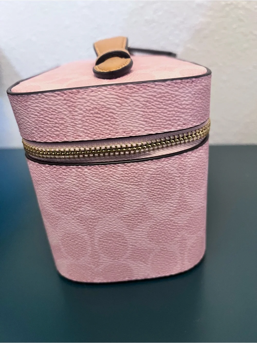 Coach Powder Pink Signature Vanity Cosmetic Case with Top Handle